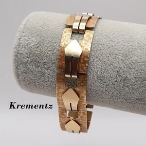 Vintage Krementz Bracelet Rose Yellow Gold Tone Retro Link 1940s